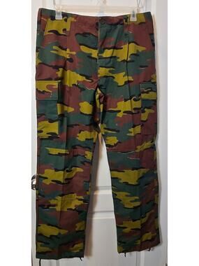 Vintage Authentic Belgian Army Jigsaw ripstop Field Pants Camo Military XL/L
